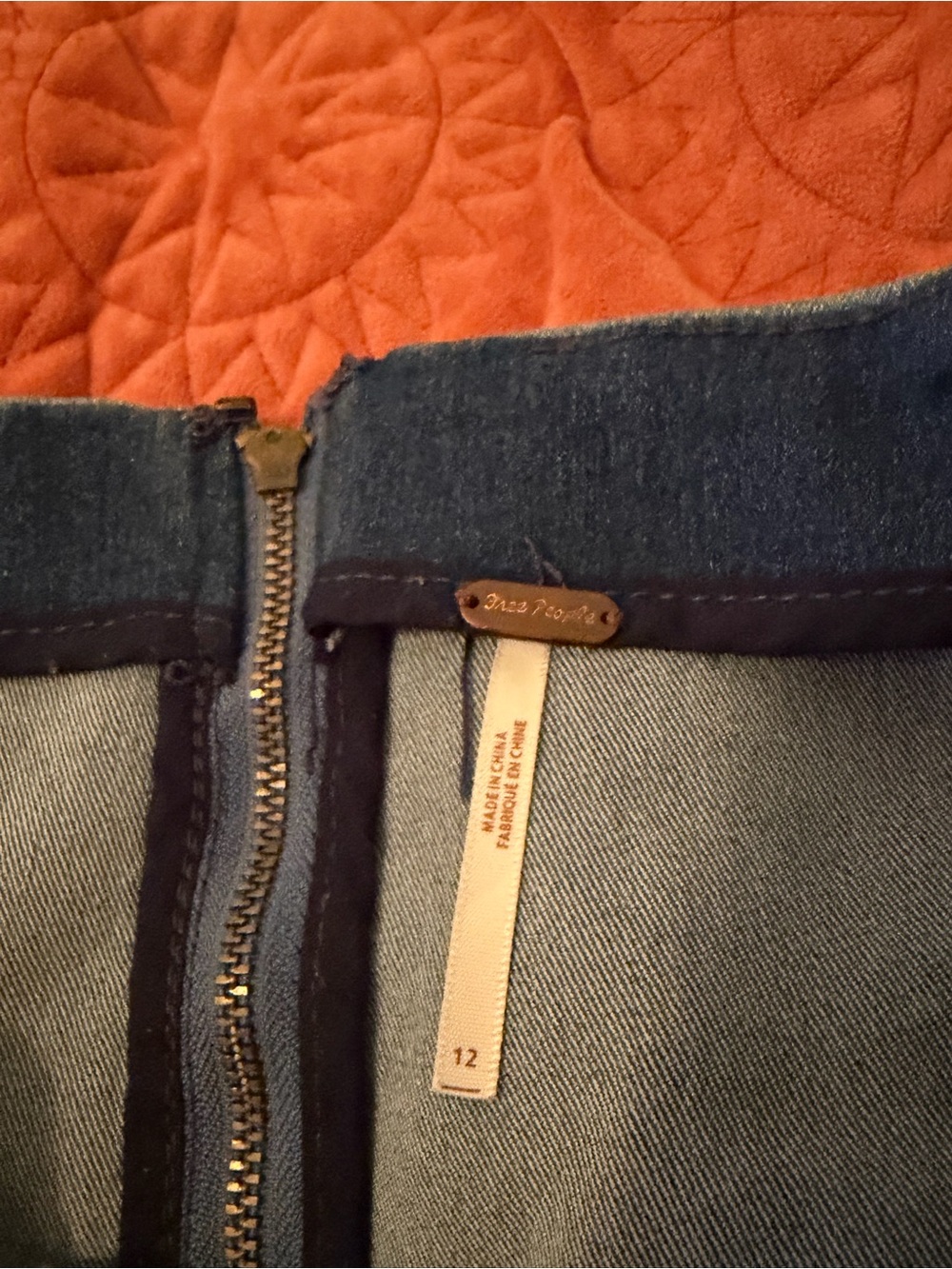 Free People✨Two-Tone Blue Denim Mini Skirt - Picture 14 of 14